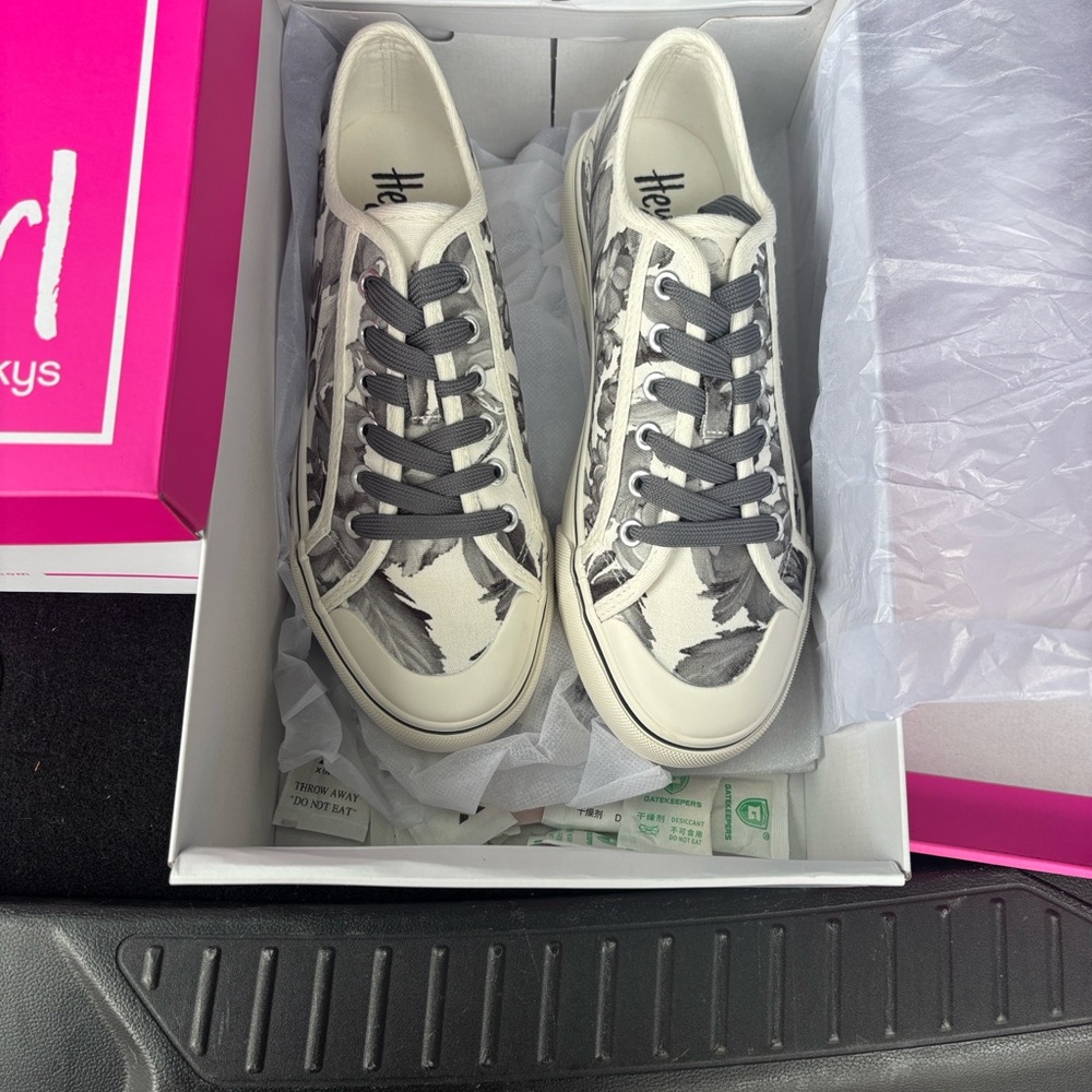 Corkys Grey and White Floral Sneakers